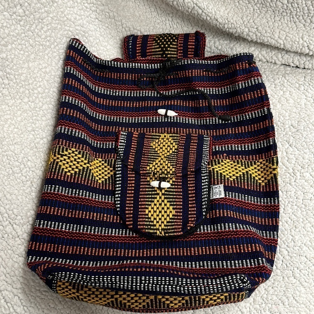 Mexican Style Backpack, Fabric Bag, Multicolored, NWOT, BRIGHTER than looks!